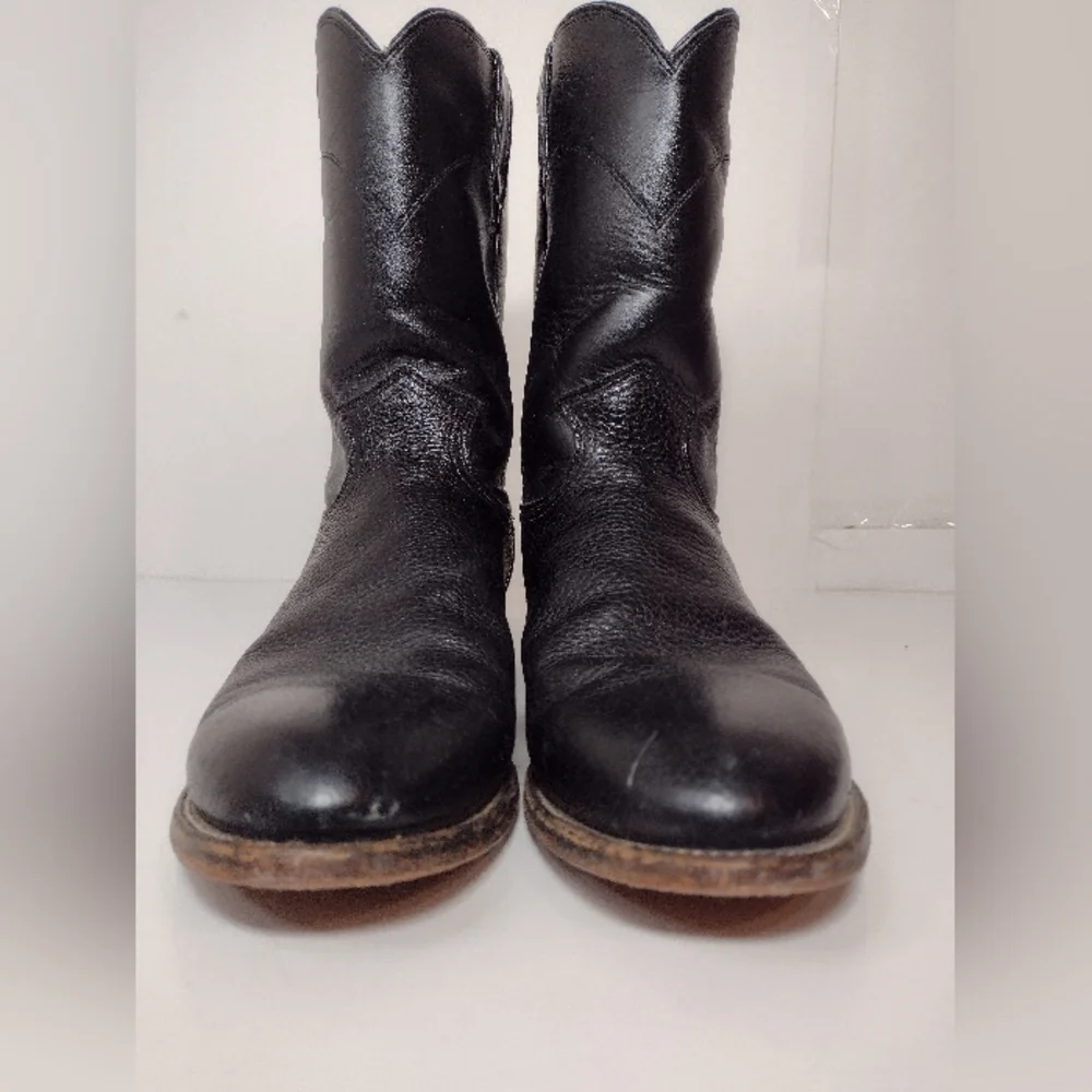 Justin Classic Black Leather Men's Boots Size (9)D Made In USA - Picture 5 of 12